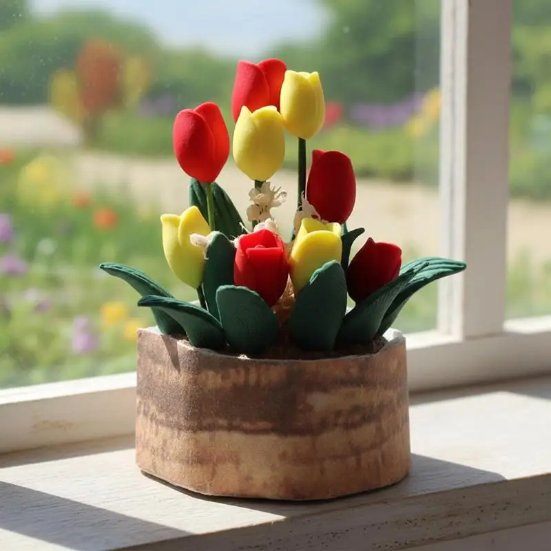 Miniature Dollhouse Tulip Potted Plant 2 Scale Decorative Flower Pot for DIY Kids Garden Scene
Miniature Dollhouse Tulip Potted Plant 2 Scale Decorative Flower Pot for DIY Kids Garden Scene