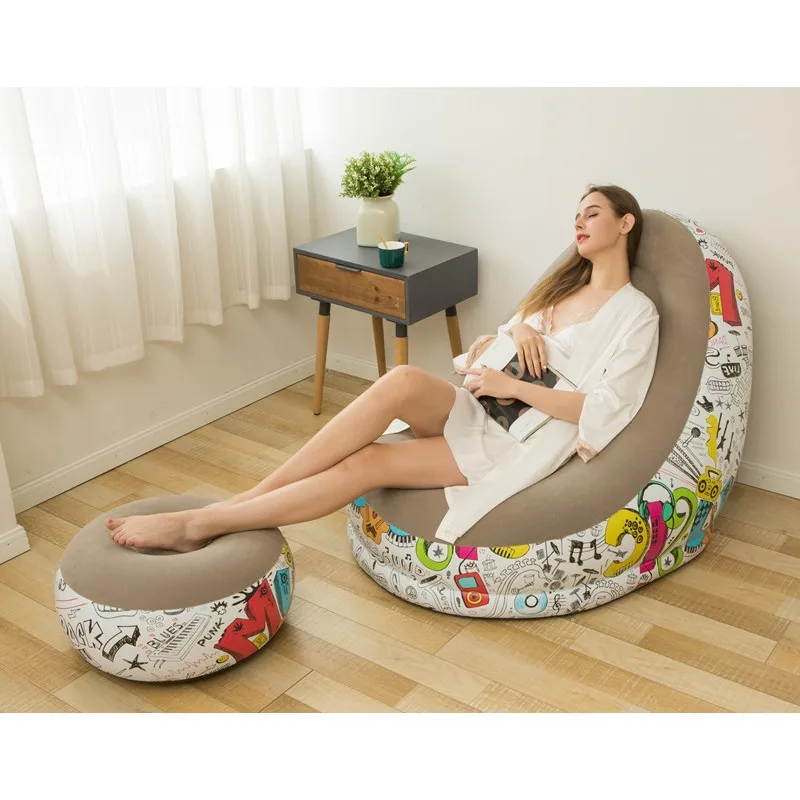 Inflatable Couch Flocking Air Sofa Inflatable Sofa Chair with Pump for Outdoor Camping Foldable Lazy Sofa, Graffiti Fold шезлонг 
Inflatable Couch Flocking Air Sofa Inflatable Sofa Chair with Pump for Outdoor Camping Foldable Lazy Sofa, Graffiti Fold шезлонг