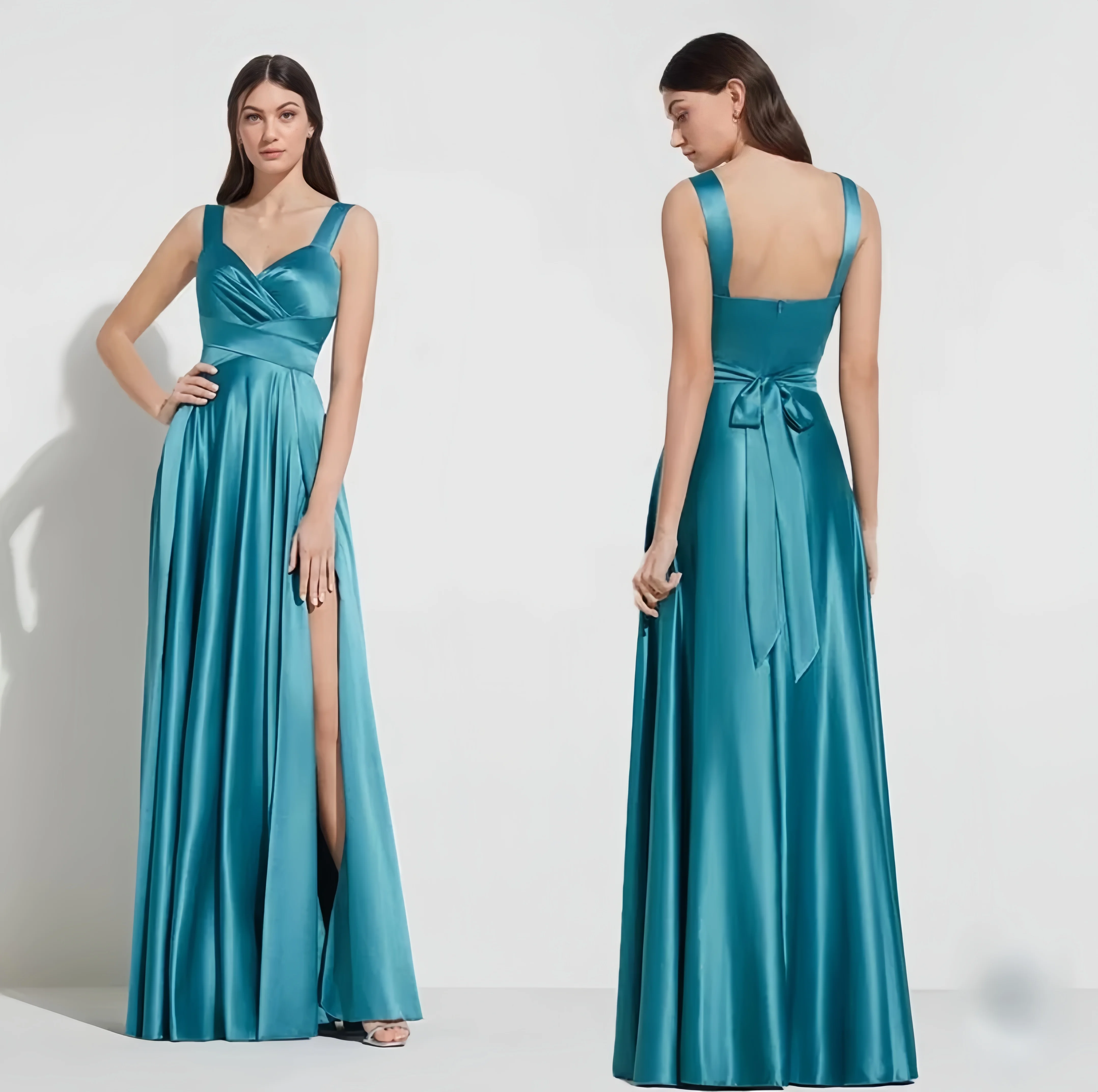 Jade Blue Satin Evening Gown for Women Sexy Square Neck Bridesmaid Dress High Slit Formal Party Dress Long Dress for Party 11 S01041ebff23d4baea9c2e30dcd934397C