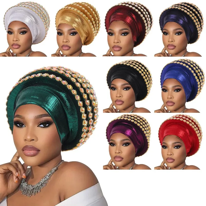 Elegant African Wedding Party Evening Hats for Women Summer Autumn Africa Solid Color Diamond Headtie African Turbans for Women
Elegant African Wedding Party Evening Hats for Women Summer Autumn Africa Solid Color Diamond Headtie African Turbans for Women