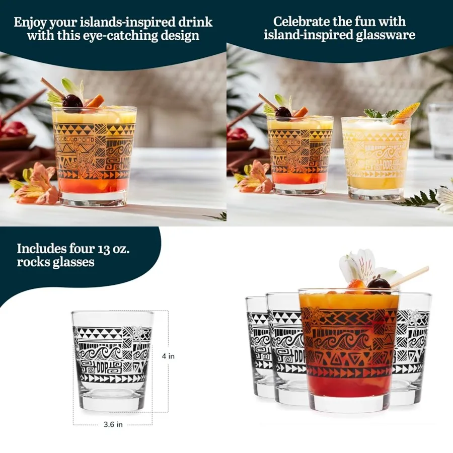 Glasses Set, Vintage-style Glassware Drinking Glasses Set of 4, Exotic, Dishwasher Safe Glasses for Backyard Luau or Pool Party
Glasses Set, Vintage-style Glassware Drinking Glasses Set of 4, Exotic, Dishwasher Safe Glasses for Backyard Luau or Pool Party