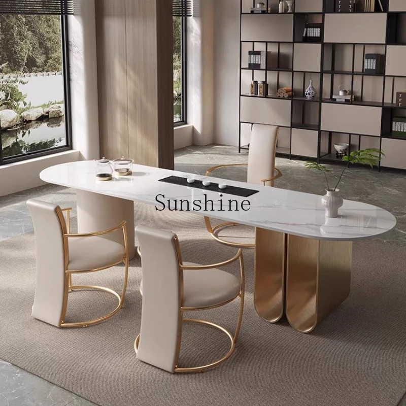 High-end light luxury rock slab tea table, minimalist household smart table and chair combination design can be customized
High-end light luxury rock slab tea table, minimalist household smart table and chair combination design can be customized