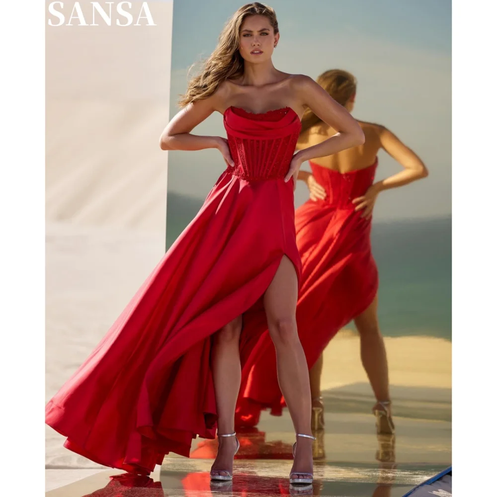 Sansa Formal A-line Chiffon Porm Dress Customized Floor-Length Sleeveless Wedding Dress Strapless Side Splite Vestidos De Fiesta
Sansa Formal A-line Chiffon Porm Dress Customized Floor-Length Sleeveless Wedding Dress Strapless Side Splite Vestidos De Fiesta