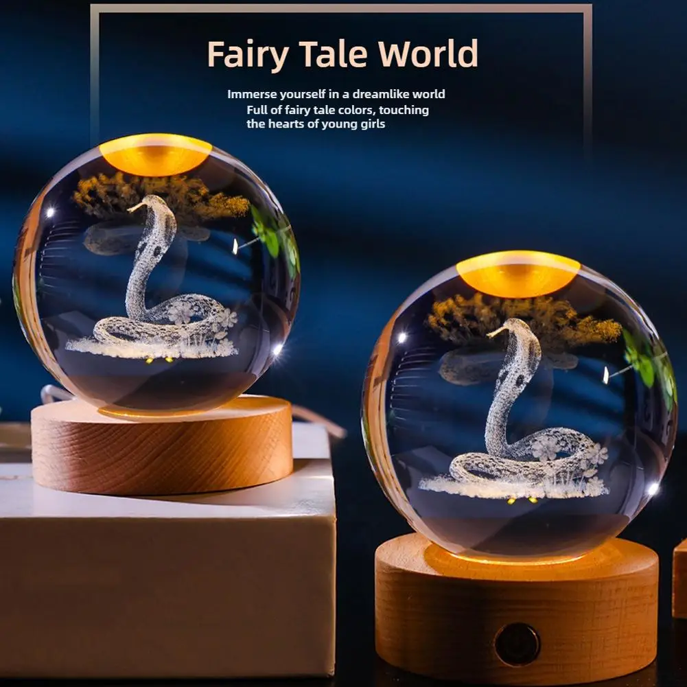 Snake Crystal Ball Night Light with Wooden Base - Home Lamp Decoration - Great Gift for Girlfriend, Wife, or Party E9G6
Snake Crystal Ball Night Light with Wooden Base - Home Lamp Decoration - Great Gift for Girlfriend, Wife, or Party E9G6