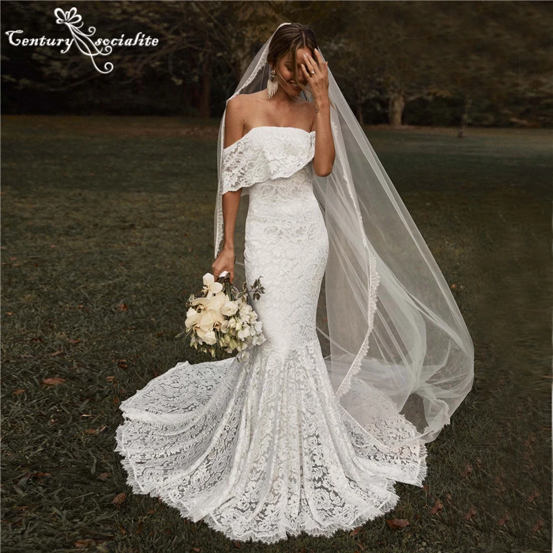 Lace Boho Wedding Dress Mermaid Off the Shoulder Beach Elegant Bride Dress Bridal Gowns Vestido De Novia Boda 2025 Customized
Lace Boho Wedding Dress Mermaid Off the Shoulder Beach Elegant Bride Dress Bridal Gowns Vestido De Novia Boda 2025 Customized