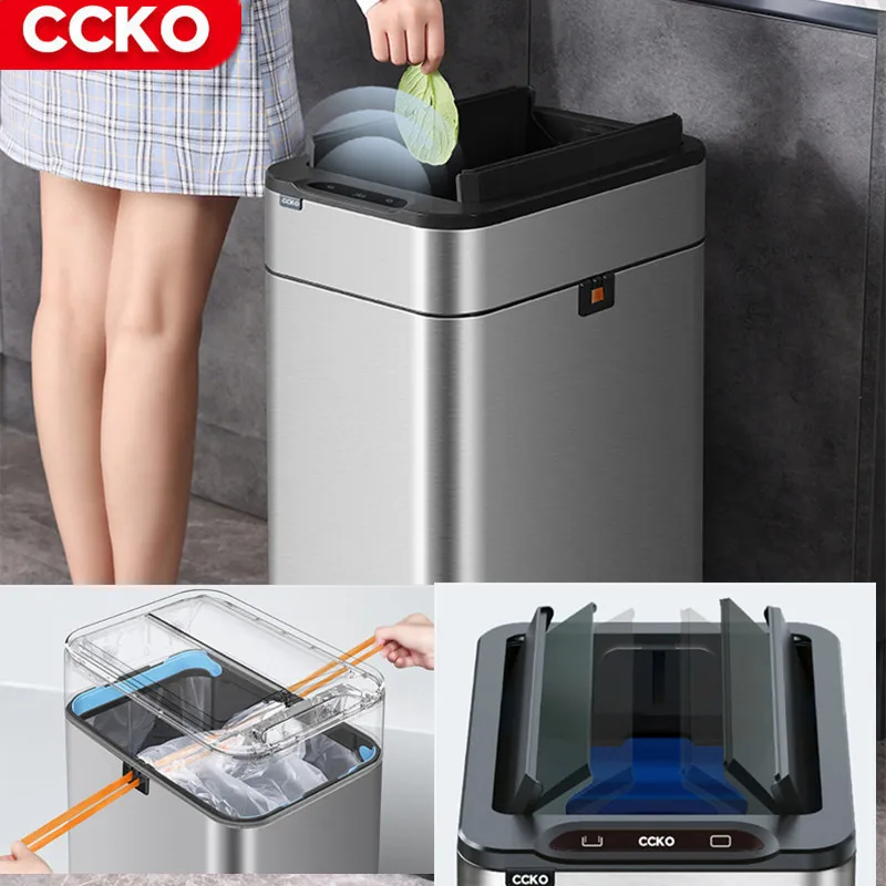 CCKO Smart Sensor Trash Can Stainless Steel Automatic Wastebin For Bathroom Kitchen Smart Bucket Garbage 15L 20L Trash Bin
CCKO Smart Sensor Trash Can Stainless Steel Automatic Wastebin For Bathroom Kitchen Smart Bucket Garbage 15L 20L Trash Bin
