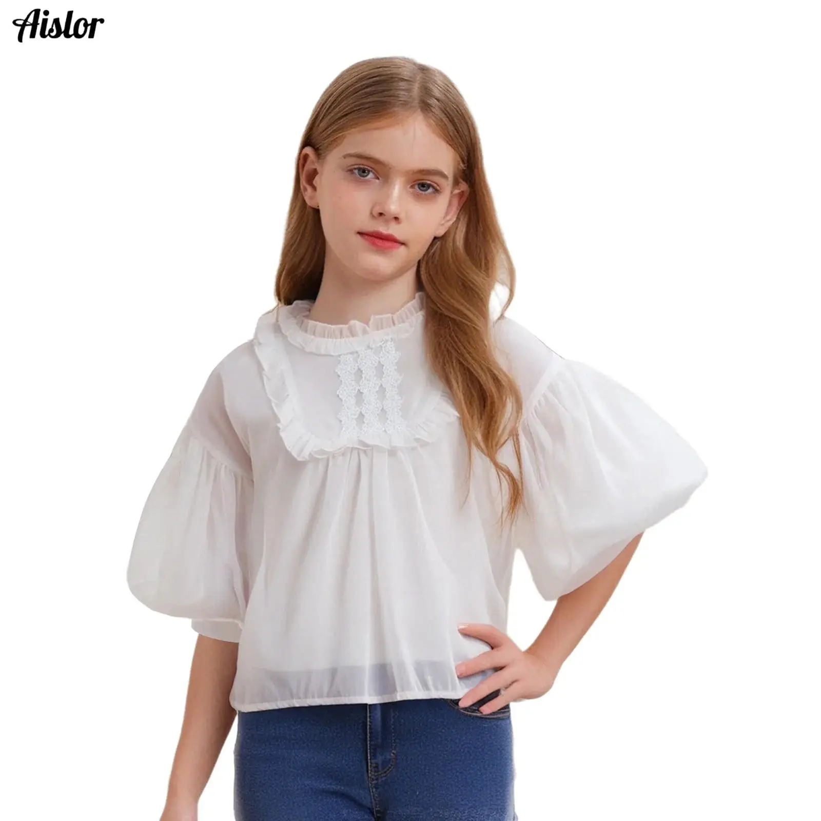 Kids Girls Shirt Spring Fall Casual Clothes Cute Puff Sleeves Ruffled Blouse Frilly Double-Layer Pullover Top for Birthday Party 
Kids Girls Shirt Spring Fall Casual Clothes Cute Puff Sleeves Ruffled Blouse Frilly Double-Layer Pullover Top for Birthday Party