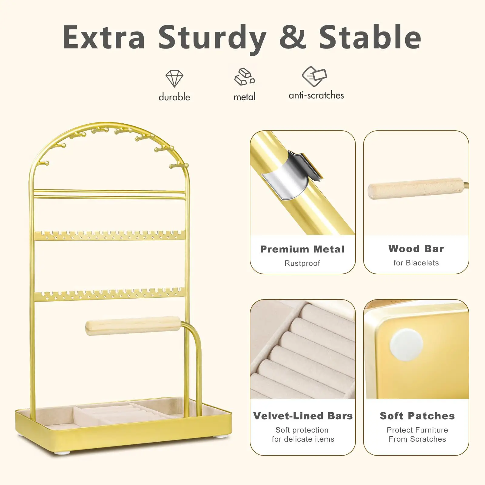 Metal Flocking Jewelry Display Rack for Accessories, Necklaces, Bracelets, Rings, Earrings, and Jewelry
Metal Flocking Jewelry Display Rack for Accessories, Necklaces, Bracelets, Rings, Earrings, and Jewelry