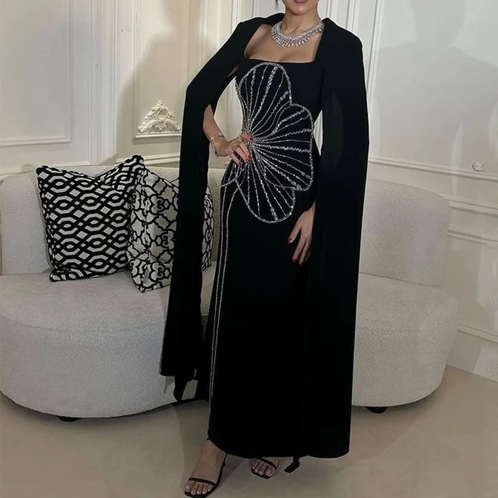 Flechazo Ankle Length Evening Dress Square Collar Long Sleeves with Beading Sheath Women Formal Occasion Gowns for Wedding Guest
Flechazo Ankle Length Evening Dress Square Collar Long Sleeves with Beading Sheath Women Formal Occasion Gowns for Wedding Guest
