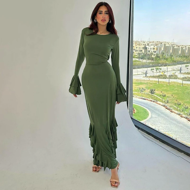 2025 Autumn Fashion New Women's Elegant Round Neck Solid Color Commuting Loose Flared Sleeves Slim Fit Lotus Leaf Edge Skirt
2025 Autumn Fashion New Women's Elegant Round Neck Solid Color Commuting Loose Flared Sleeves Slim Fit Lotus Leaf Edge Skirt