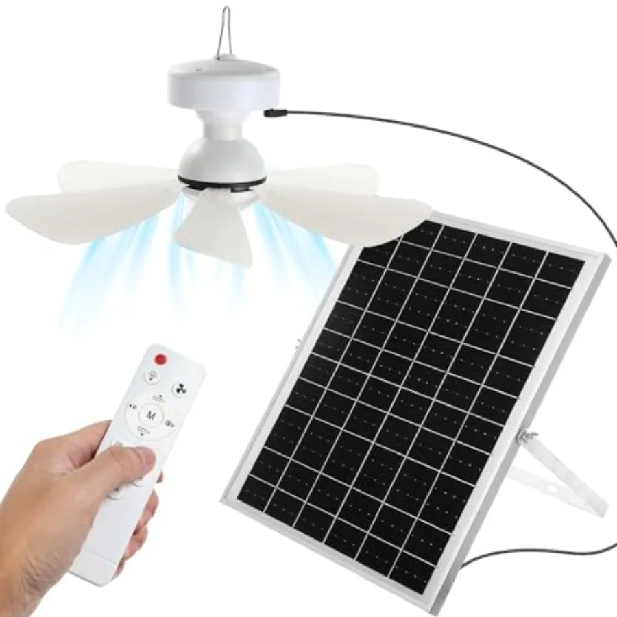 Set Solar Ceiling Fan Light Kit, 5W Solar Powered Rechargeable Ceiling Fans with 3 Color Light and Remote Control, Portable Fan
Set Solar Ceiling Fan Light Kit, 5W Solar Powered Rechargeable Ceiling Fans with 3 Color Light and Remote Control, Portable Fan