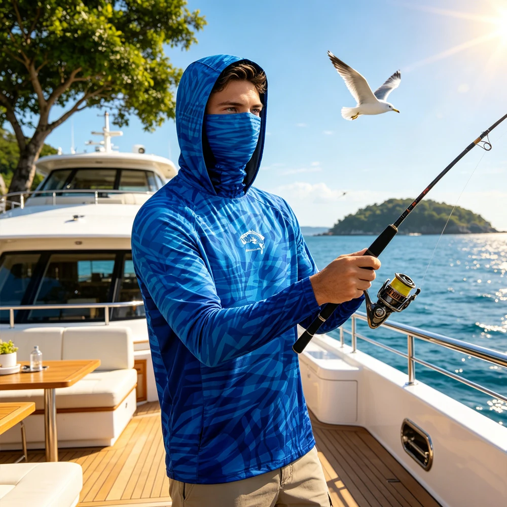 Long Sleeve Men's Fishing Shirt With Face Mask UPF50+ Quick Dry Breathable Lightweight Anti-UV Hooded Top Wear Shirt for Fishing
Long Sleeve Men's Fishing Shirt With Face Mask UPF50+ Quick Dry Breathable Lightweight Anti-UV Hooded Top Wear Shirt for Fishing
