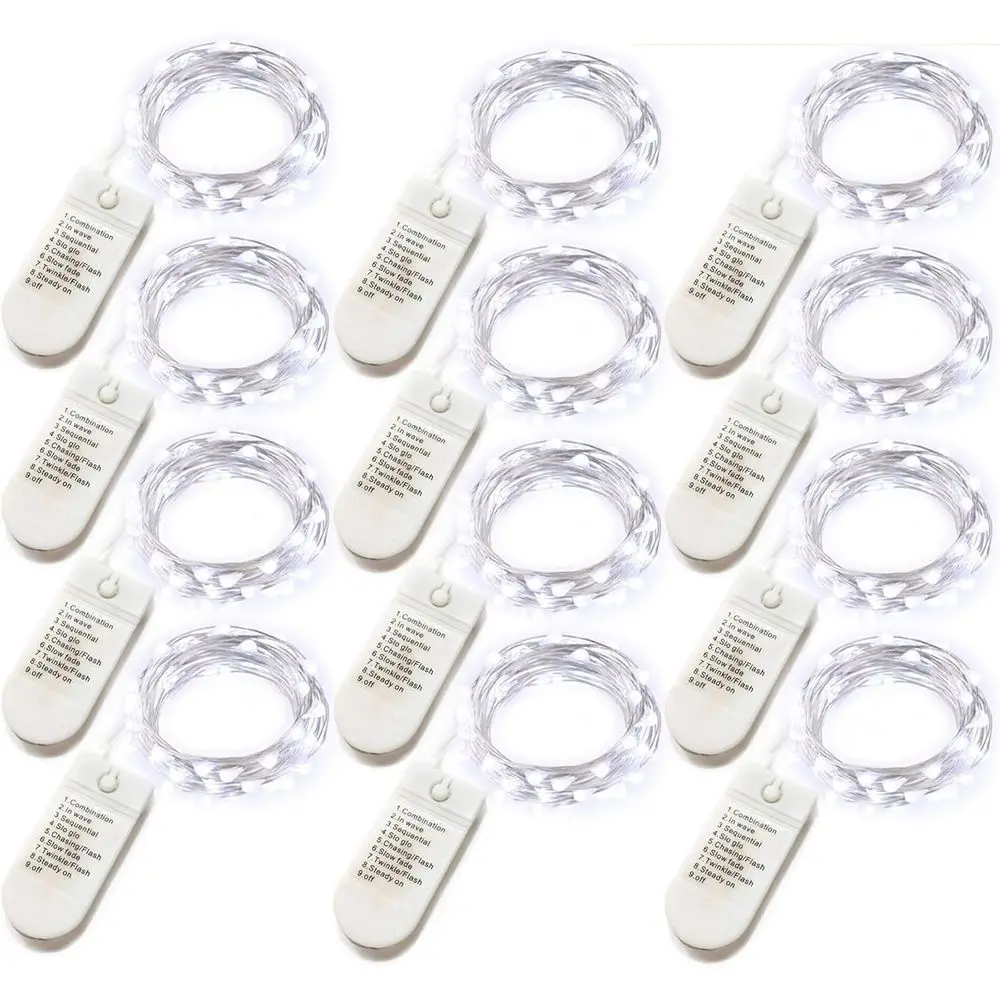 12-Count Cool White Battery-Powered String Lights with 20 LEDs, 6.5ft Silver Wire, Timer Function for Party & Holiday Decor
12-Count Cool White Battery-Powered String Lights with 20 LEDs, 6.5ft Silver Wire, Timer Function for Party & Holiday Decor