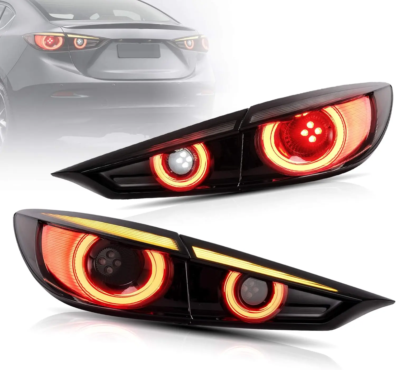 Full LED Tail Lights Assembly Compatible With Mazda 3 Axela Sedan 2014- 2018,With Dynamic Sequential Turn Signal Taillights
Full LED Tail Lights Assembly Compatible With Mazda 3 Axela Sedan 2014- 2018,With Dynamic Sequential Turn Signal Taillights