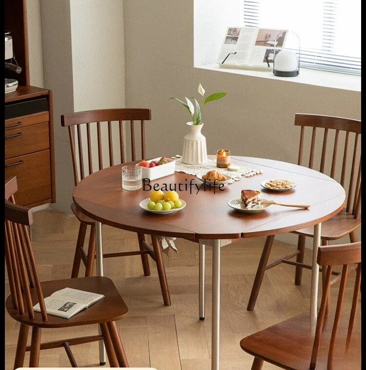 10 Solid Wood Round Dining Table Foldable Telescopic Nordic Retro Multifunctional Table
10 Solid Wood Round Dining Table Foldable Telescopic Nordic Retro Multifunctional Table
