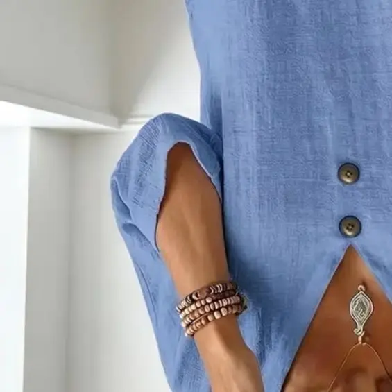 Women's Linen Blend V-Neck Blouse Half Sleeve Button Casual Loose T-Shirt for Summer
Women's Linen Blend V-Neck Blouse Half Sleeve Button Casual Loose T-Shirt for Summer