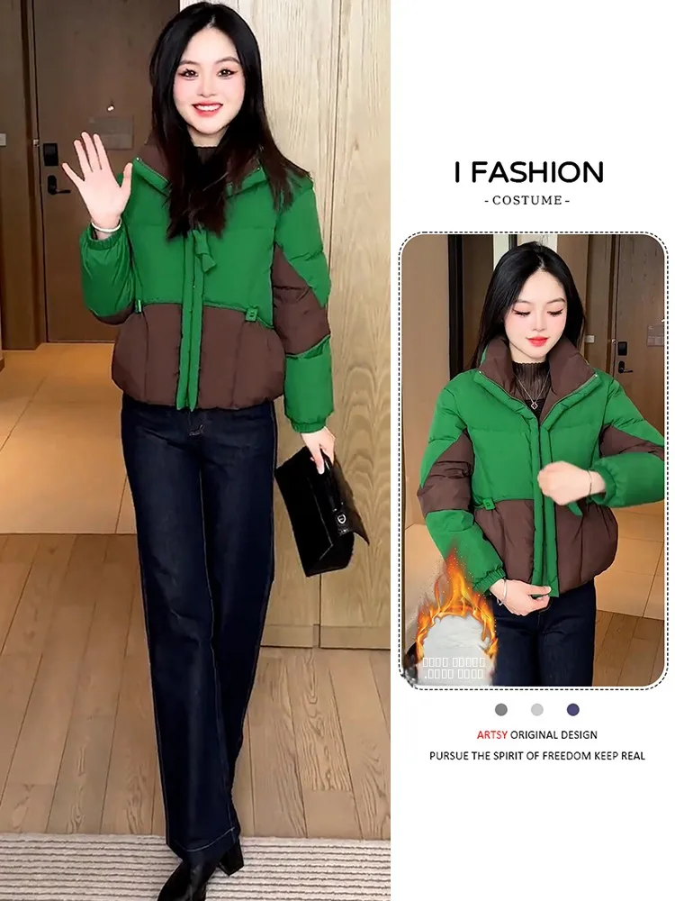 Thiened Fluffy down Jaet Women's Faionable All-match Winter Coat Color Blo Design Warm Outerwear Korean Sle ort Coat
Thiened Fluffy down Jaet Women's Faionable All-match Winter Coat Color Blo Design Warm Outerwear Korean Sle ort Coat