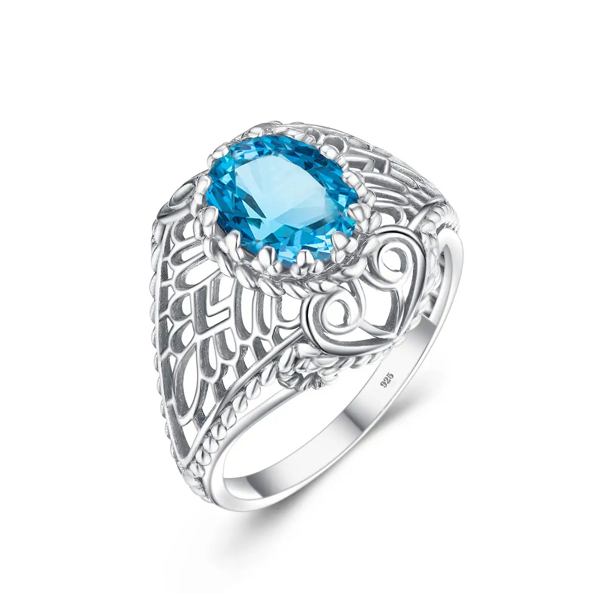 Luxury Female Aquamarine Oval Gemstone Engagement Ring Retro 925 Silver Color Blue Topaz Bride Wedding Jewelry Gift For Women
Luxury Female Aquamarine Oval Gemstone Engagement Ring Retro 925 Silver Color Blue Topaz Bride Wedding Jewelry Gift For Women