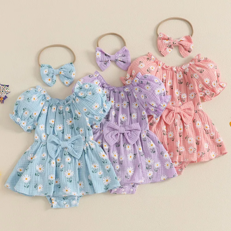 0 to 18 Months Baby Girls Bodysuit Dress Summer Clothes Daisy Print Short Sleeve Skirt Hem Jumpsuits with Headband
0 to 18 Months Baby Girls Bodysuit Dress Summer Clothes Daisy Print Short Sleeve Skirt Hem Jumpsuits with Headband