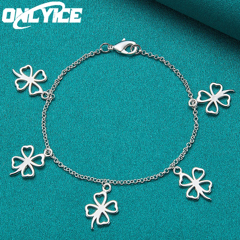 New Fine Original Luxury 925 Sterling Silver Clover O-Chain Bracelets For Women Party Wedding Engagement Jewelry Gifts 20cm
New Fine Original Luxury 925 Sterling Silver Clover O-Chain Bracelets For Women Party Wedding Engagement Jewelry Gifts 20cm