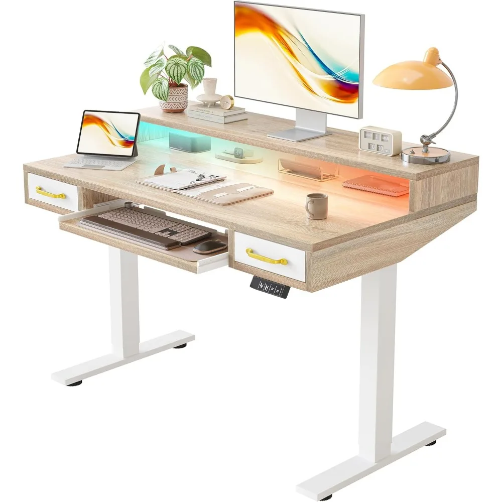 47 x 28 Inch Height Adjustable Electric Standing Desk with Double Drawers&Keyboard Tray, Stand Up Desk with LED Strips&Monitor
47 x 28 Inch Height Adjustable Electric Standing Desk with Double Drawers&Keyboard Tray, Stand Up Desk with LED Strips&Monitor