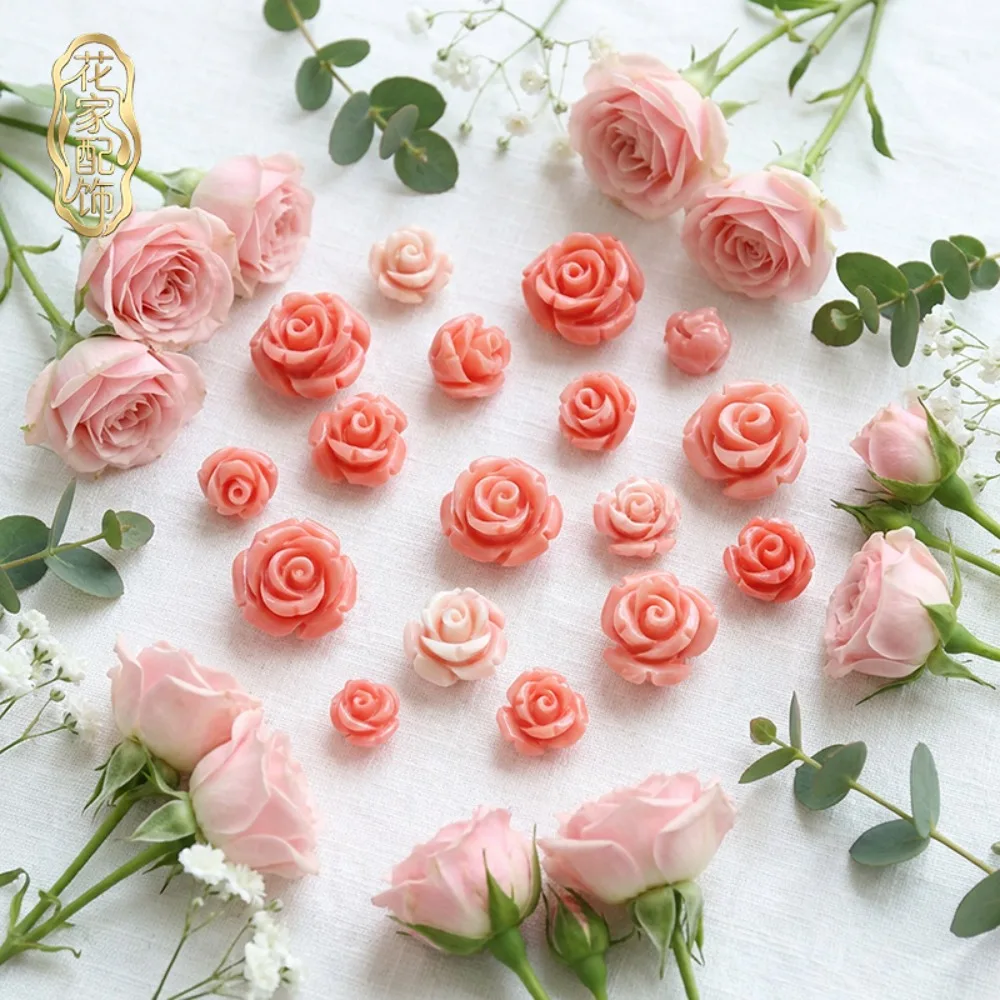 Carved Pink Rose Flower Beads, Synthetic Coral Rose Charms for Jewelry Making
Carved Pink Rose Flower Beads, Synthetic Coral Rose Charms for Jewelry Making