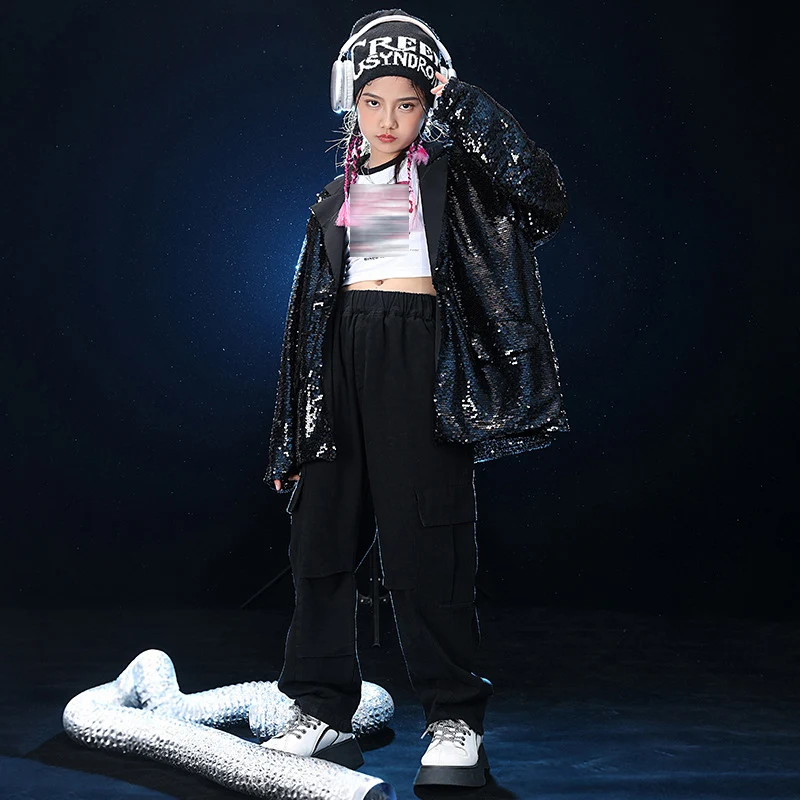 kids Jazz Dance Performance Costume Black Sequin Coat Pants Fashion Concert Kpop Stage Outfit Boys Girls Hip Hop Clothes BL9622
kids Jazz Dance Performance Costume Black Sequin Coat Pants Fashion Concert Kpop Stage Outfit Boys Girls Hip Hop Clothes BL9622