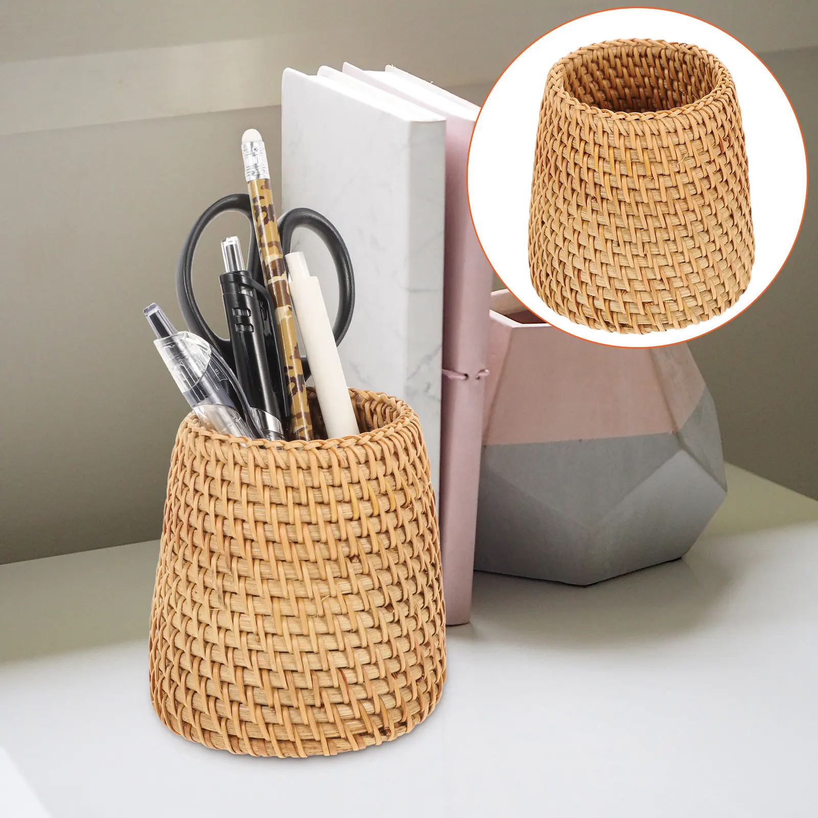 Rattan Pen Holder Desktop Organizer Natural Woven Stationery Container for Pens Makeup Brushes Nail Tools Office Home Decor
Rattan Pen Holder Desktop Organizer Natural Woven Stationery Container for Pens Makeup Brushes Nail Tools Office Home Decor