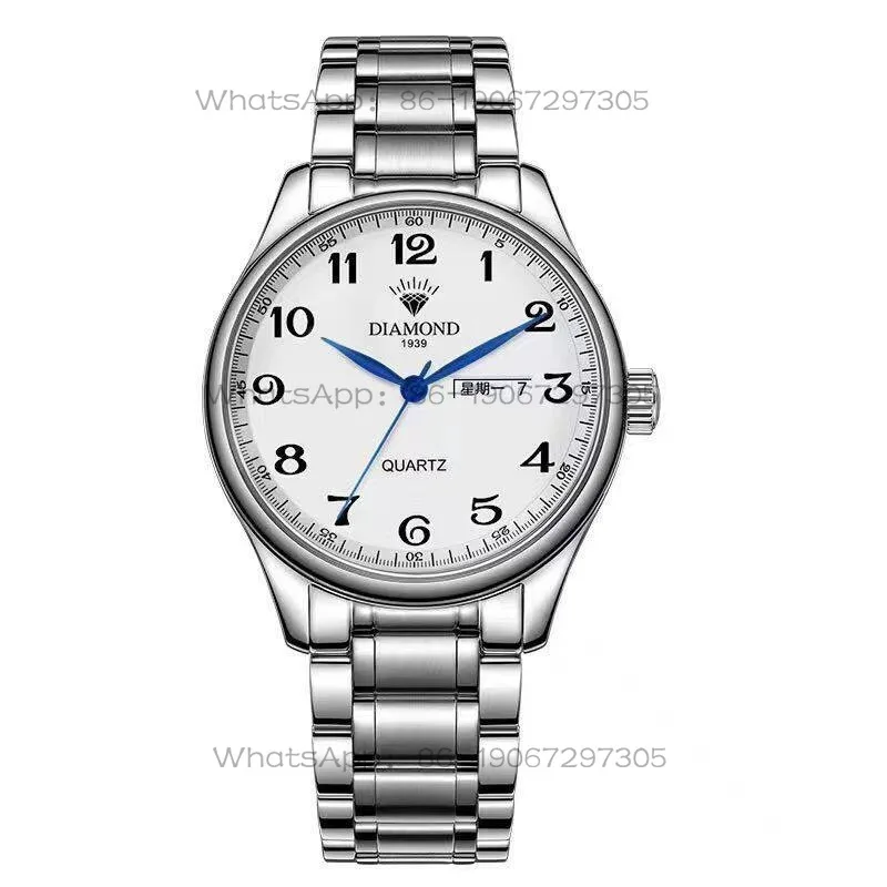 24-Hour Shipping Shanghai Diamond Brand Quartz Men's Waterproof Double Calendar Large Number Middle-aged and Elderly Watch
24-Hour Shipping Shanghai Diamond Brand Quartz Men's Waterproof Double Calendar Large Number Middle-aged and Elderly Watch