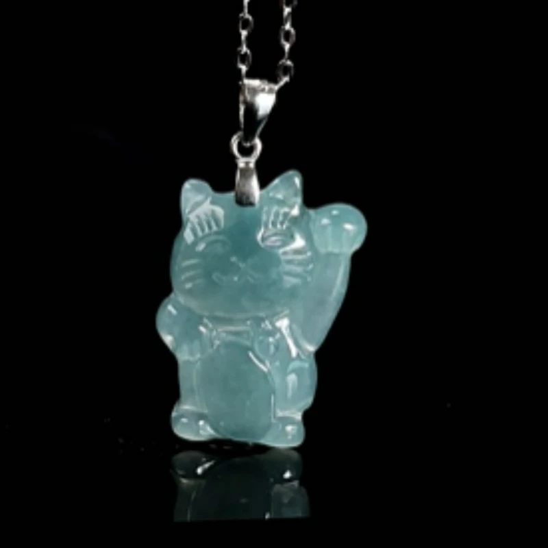 S925 Silver Inlaid Natural Jadeite Blue Water Lucky Cat Ice Species Jade Necklace Pendant Fashion Cute Ladies Holiday Gift
S925 Silver Inlaid Natural Jadeite Blue Water Lucky Cat Ice Species Jade Necklace Pendant Fashion Cute Ladies Holiday Gift