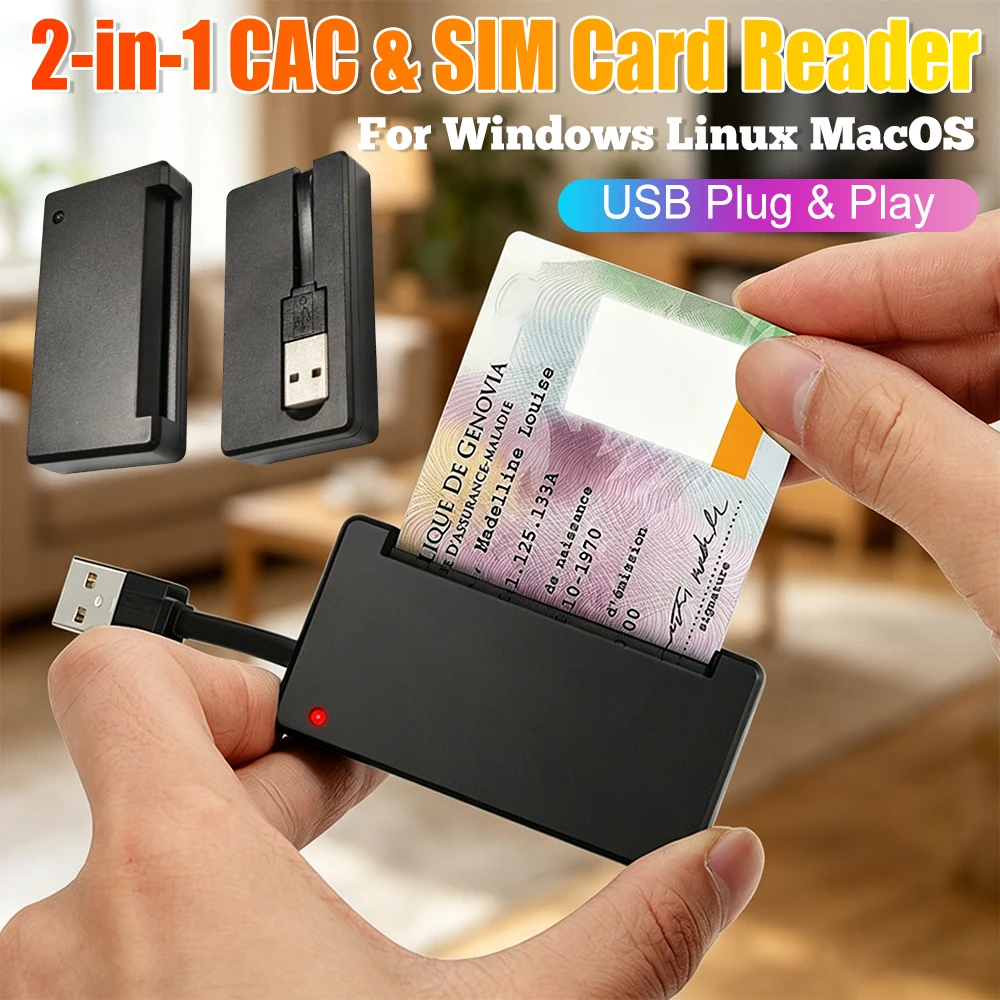 USB CAC & SIM Card Reader Smart Memory Card Readers Plug And Play Band Cards Adapter Reading Machine For Windows Linux MacOS
USB CAC & SIM Card Reader Smart Memory Card Readers Plug And Play Band Cards Adapter Reading Machine For Windows Linux MacOS