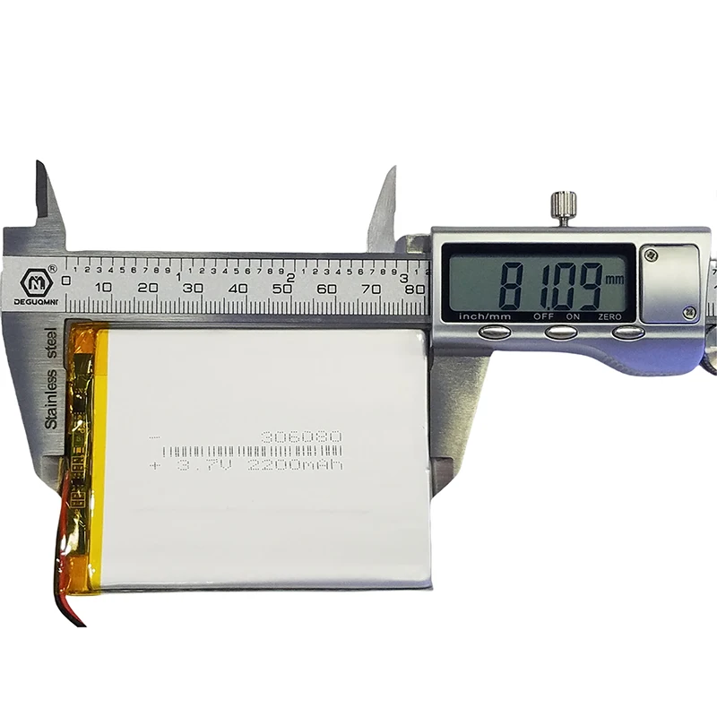 306080 3.7V 2200mAh Ultra-thin Rechargeable Lithium Polymer Battery fo Rechargeable Battery for Electronics 802535 102530 102050
306080 3.7V 2200mAh Ultra-thin Rechargeable Lithium Polymer Battery fo Rechargeable Battery for Electronics 802535 102530 102050