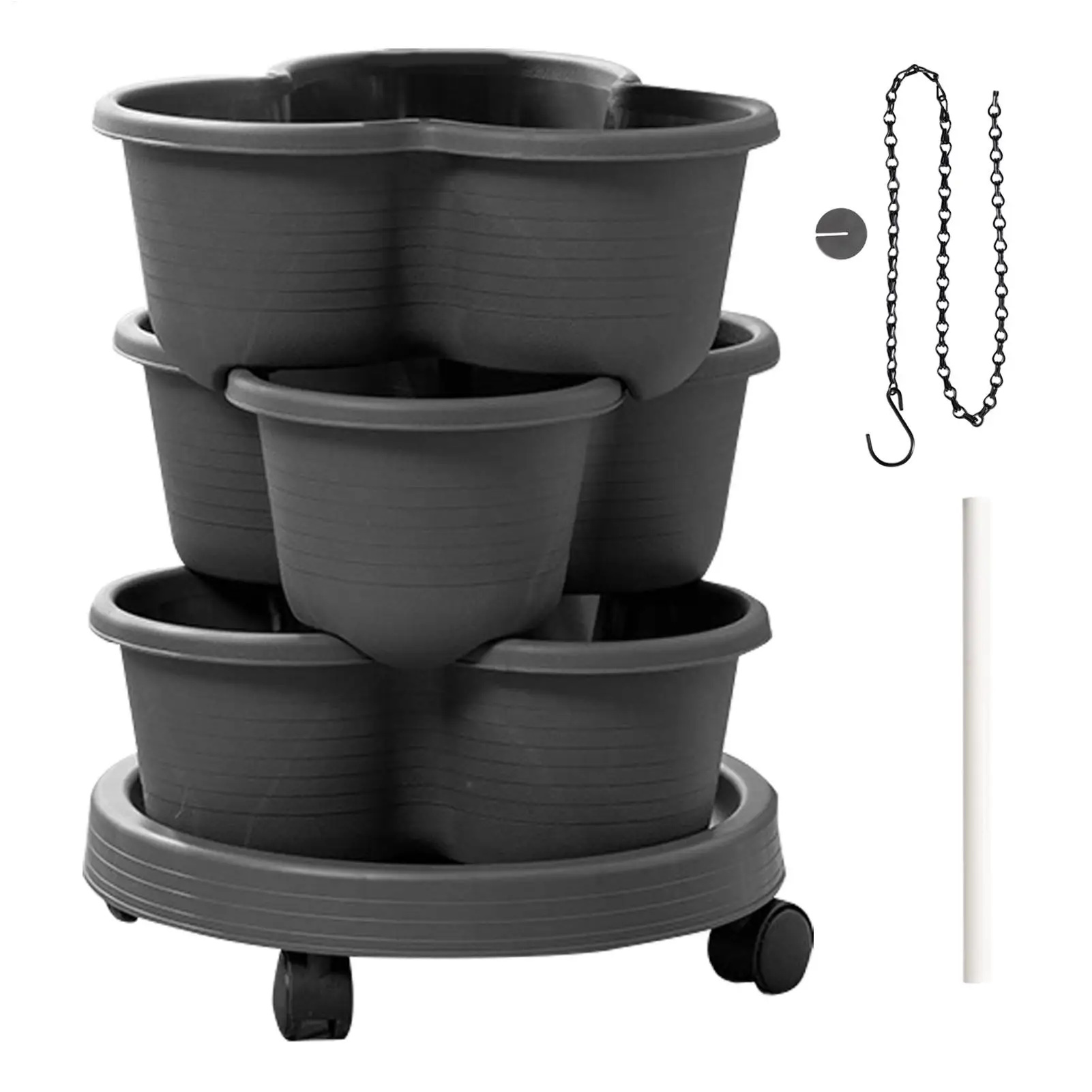 Tower Planter Stackable Flower Pots Outdoor Tiered Planter With Wheels For Indoor Outdoor Balcony Patio Backyard Lawn Greenhouse
Tower Planter Stackable Flower Pots Outdoor Tiered Planter With Wheels For Indoor Outdoor Balcony Patio Backyard Lawn Greenhouse