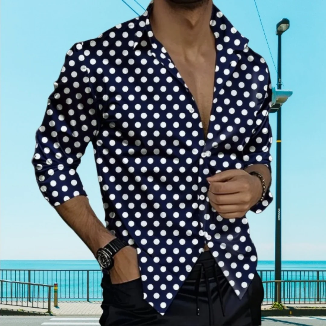 Fashionable men's elegant shirt with spots - 3D printed collar buttons - classic long-sleeved shirt - stylish men's party wear -
Fashionable men's elegant shirt with spots - 3D printed collar buttons - classic long-sleeved shirt - stylish men's party wear -