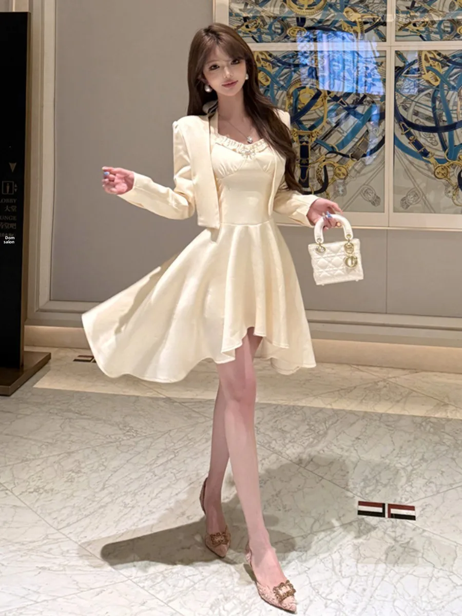 Ele Sexy Slimming Asymmetrical Strap Dr ort Jaet Open Cardigan Set Women's Faion Spring Collection Zipper Closure
Ele Sexy Slimming Asymmetrical Strap Dr ort Jaet Open Cardigan Set Women's Faion Spring Collection Zipper Closure