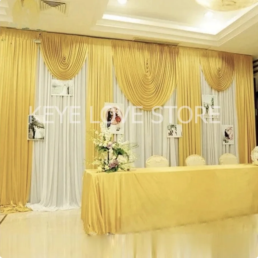 3x6M/10x20FT White Wedding Backdrop Curtain Gold Ice Silk Drape Elegant Drapery Sparkly Event Party Birthday Wall Decoration
3x6M/10x20FT White Wedding Backdrop Curtain Gold Ice Silk Drape Elegant Drapery Sparkly Event Party Birthday Wall Decoration