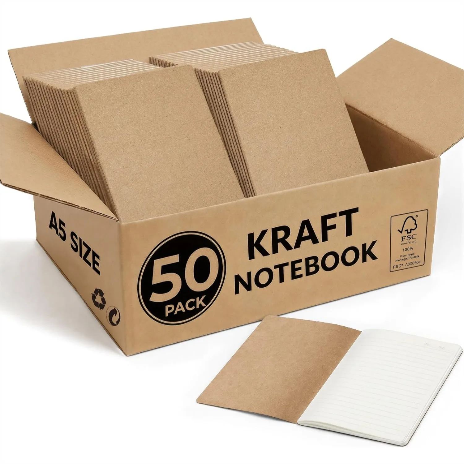 50 Pack A5 Kraft Notebooks Bulk, 60 Pages Lined Journals for School Office Students, 8.3x5.5 Inches
50 Pack A5 Kraft Notebooks Bulk, 60 Pages Lined Journals for School Office Students, 8.3x5.5 Inches