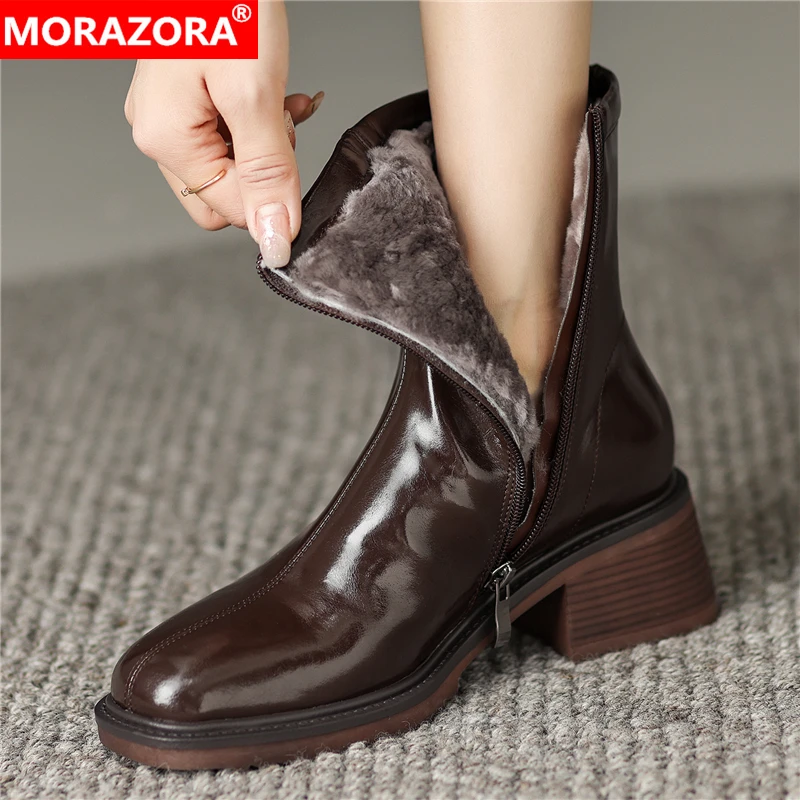 MORAZORA Size 34-42 Ankle Boots For Women Square Heel Zip Genuine Leather Boots Retro Warm Winter Wool Snow Boots Ladies Shoes
MORAZORA Size 34-42 Ankle Boots For Women Square Heel Zip Genuine Leather Boots Retro Warm Winter Wool Snow Boots Ladies Shoes