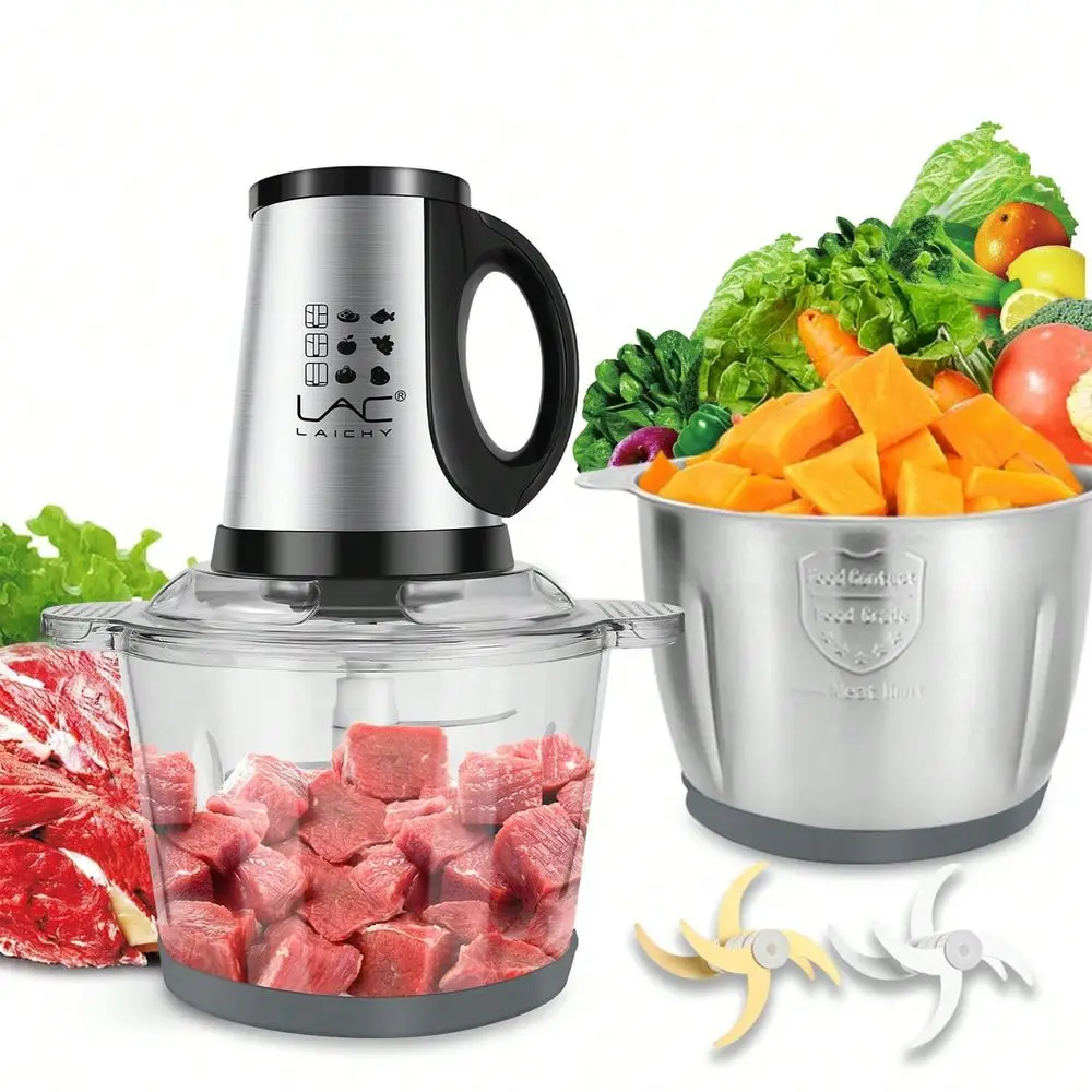 1pc 3.8L Stainless Steel & Glass Bowl Multi-Functional Food Chopper With Dual Container, US Plug Power, No Blade Needed For
1pc 3.8L Stainless Steel & Glass Bowl Multi-Functional Food Chopper With Dual Container, US Plug Power, No Blade Needed For