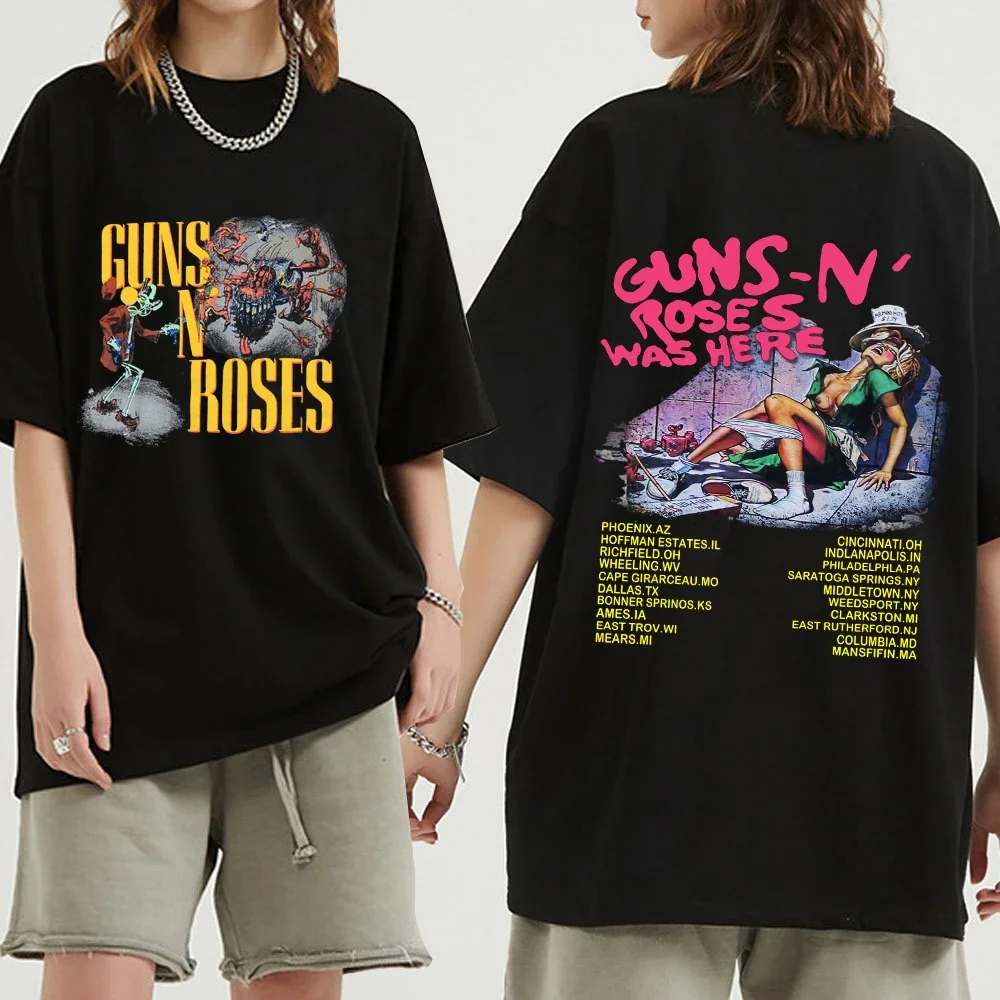 Retro gun and Rose Rock band T-shirt 1980 tour T-shirt Casual men Y2K hip-hop streetwear short-sleeved T-shirt top
Retro gun and Rose Rock band T-shirt 1980 tour T-shirt Casual men Y2K hip-hop streetwear short-sleeved T-shirt top