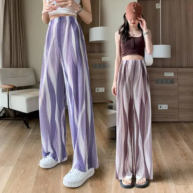 Pleated Wide-leg Pants Women's Summer Thin High-waisted Draped Straight Pants Tie-dye Casual Full Length Trousers
Pleated Wide-leg Pants Women's Summer Thin High-waisted Draped Straight Pants Tie-dye Casual Full Length Trousers