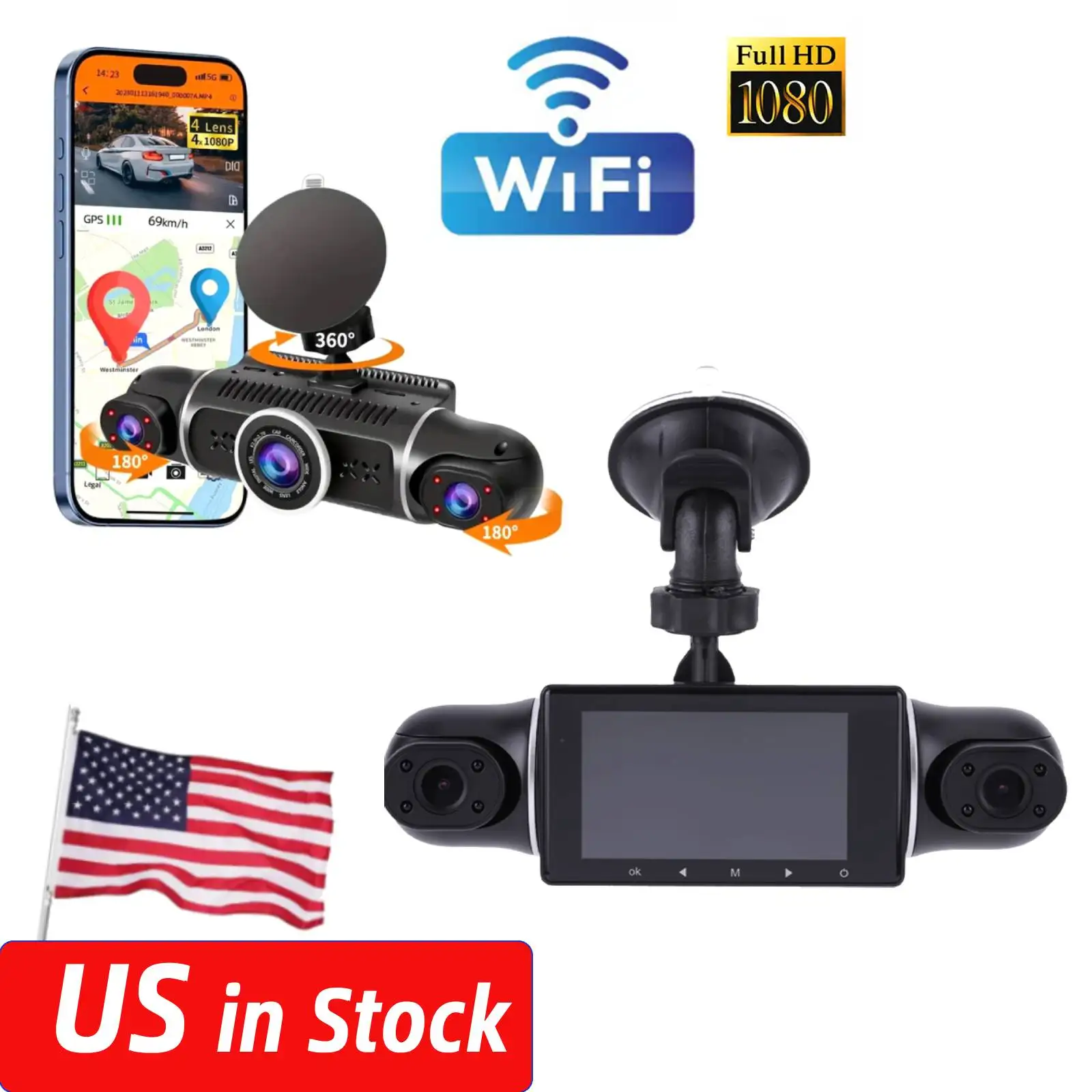 4 Channel 1080P Dash Cam Front and Rear Inside Driving Video Recorder Night Vision Car Camera 24H Parking Monitor for Cars
4 Channel 1080P Dash Cam Front and Rear Inside Driving Video Recorder Night Vision Car Camera 24H Parking Monitor for Cars