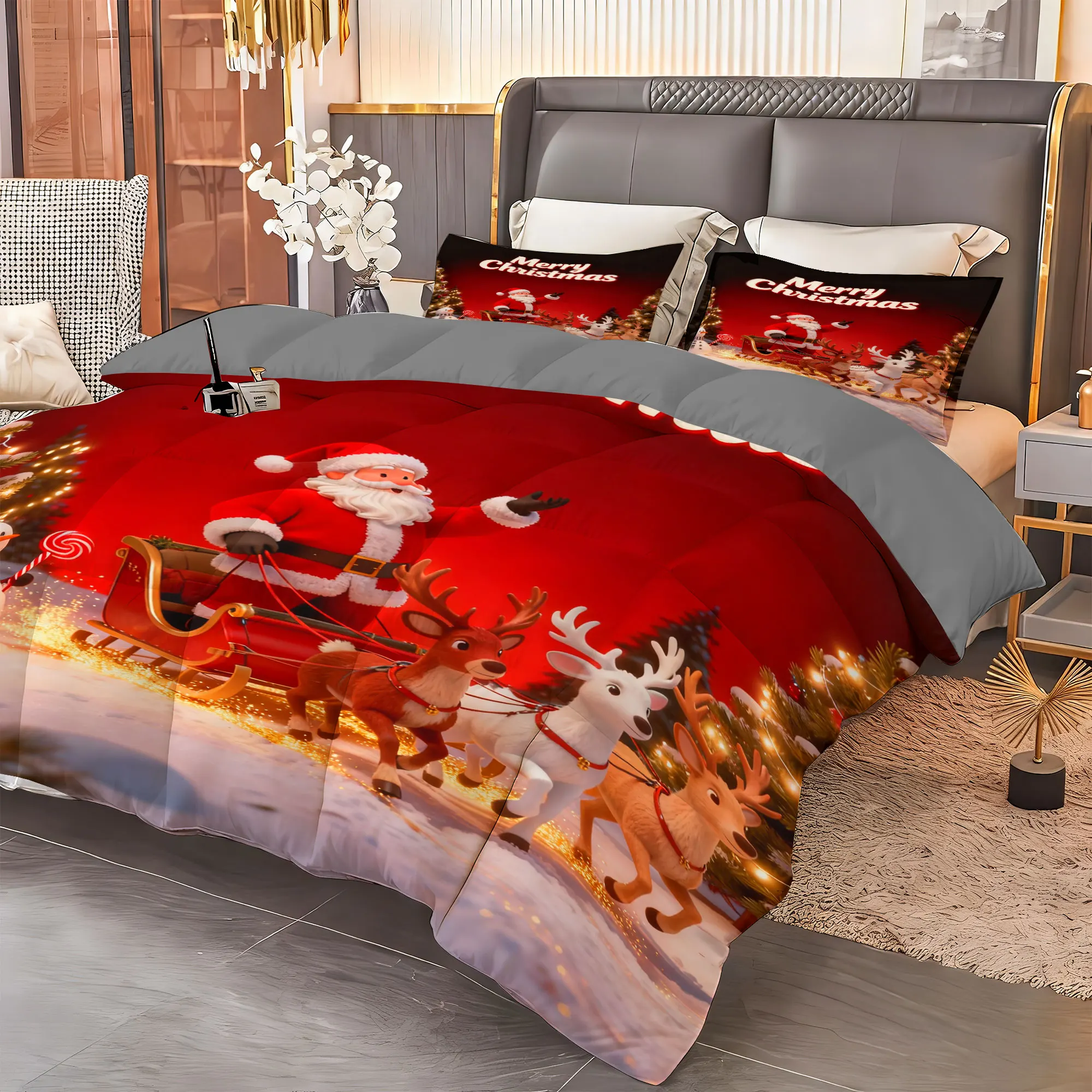 Christmas Comforter Bedding Set-1pc Comforter + 2pcs Pillowcases Soft Breathable Microfiber Santa Claus forHome Decor
Christmas Comforter Bedding Set-1pc Comforter + 2pcs Pillowcases Soft Breathable Microfiber Santa Claus forHome Decor