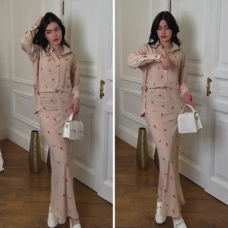 Floral Printed Shirt Skirts 2 Piece Breathable Lapel Dress Suit Female Summer Elegant Tops Hip Package Party Commuter Vestidoes
Floral Printed Shirt Skirts 2 Piece Breathable Lapel Dress Suit Female Summer Elegant Tops Hip Package Party Commuter Vestidoes