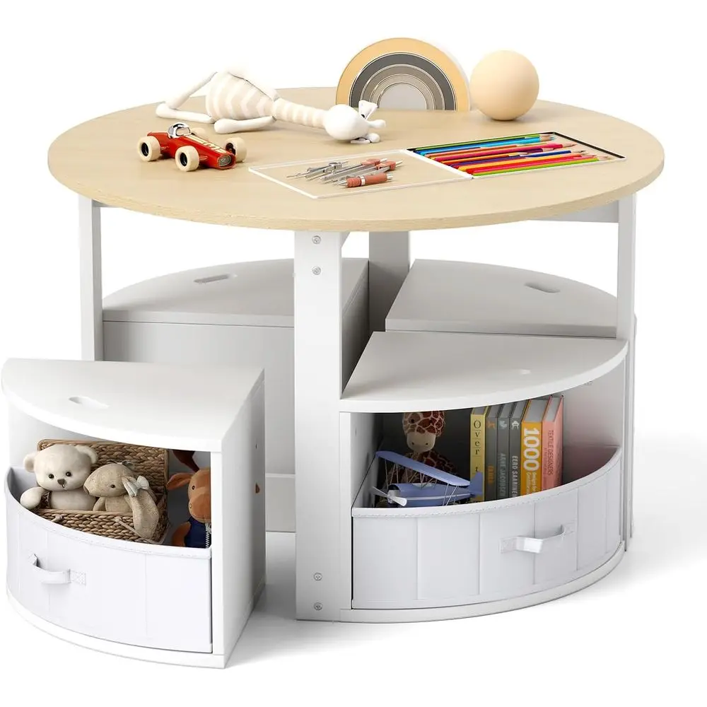 5-Piece Wooden Round Children's Nesting Desk Set with 4 Storage Stools and Fabric Chairs for Play, Art, Reading, and Eating (Bei
5-Piece Wooden Round Children's Nesting Desk Set with 4 Storage Stools and Fabric Chairs for Play, Art, Reading, and Eating (Bei