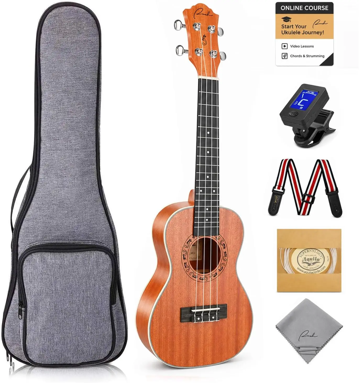 Concert Ukulele 23 Inch Kit for Beginner Adults, Hawaiian Ukulele Made of Sapele Wood with Arched Back for Enhanced Sound, Comes with 12 Online Lessons, Gig Bag, Tuner, Strap, and Aquila Strings
Concert Ukulele 23 Inch Kit for Beginner Adults, Hawaiian Ukulele Made of Sapele Wood with Arched Back for Enhanced Sound, Comes with 12 Online Lessons, Gig Bag, Tuner, Strap, and Aquila Strings