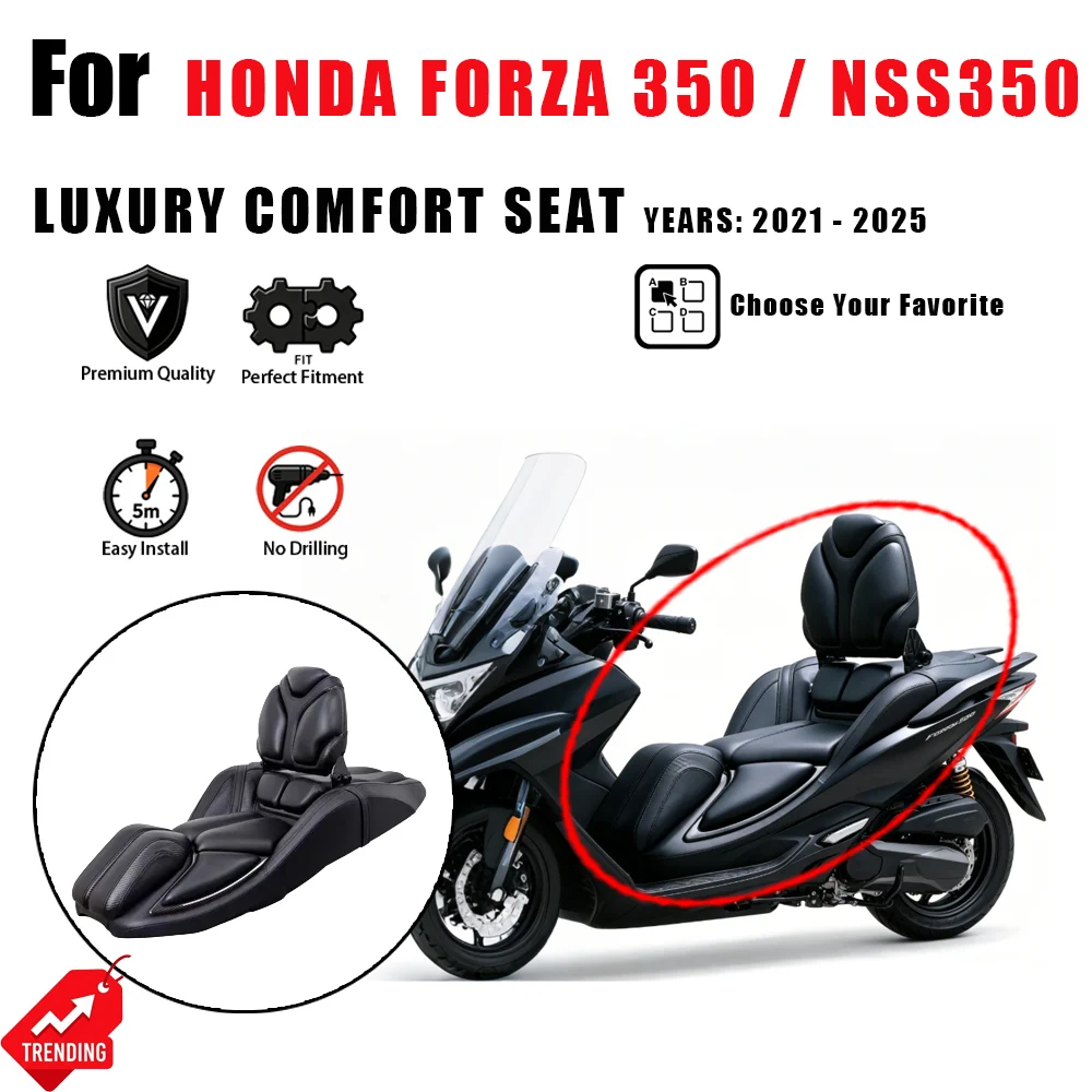 For Honda Forza 350 NSS350 2021-2025 Luxury Custom Comfort Seat Cushion Waterproof Seat Cover Cubre Asientos Para Moto Modified
For Honda Forza 350 NSS350 2021-2025 Luxury Custom Comfort Seat Cushion Waterproof Seat Cover Cubre Asientos Para Moto Modified