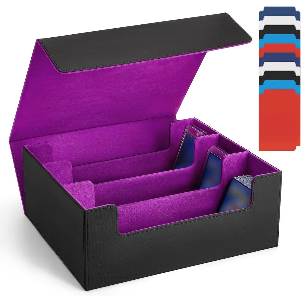 1800+ Capacity Trading Card Storage Box – 10 Dividers, Magnetic Leather Closure, Fits MTG YuGiOh TCG Toploaders
1800+ Capacity Trading Card Storage Box – 10 Dividers, Magnetic Leather Closure, Fits MTG YuGiOh TCG Toploaders