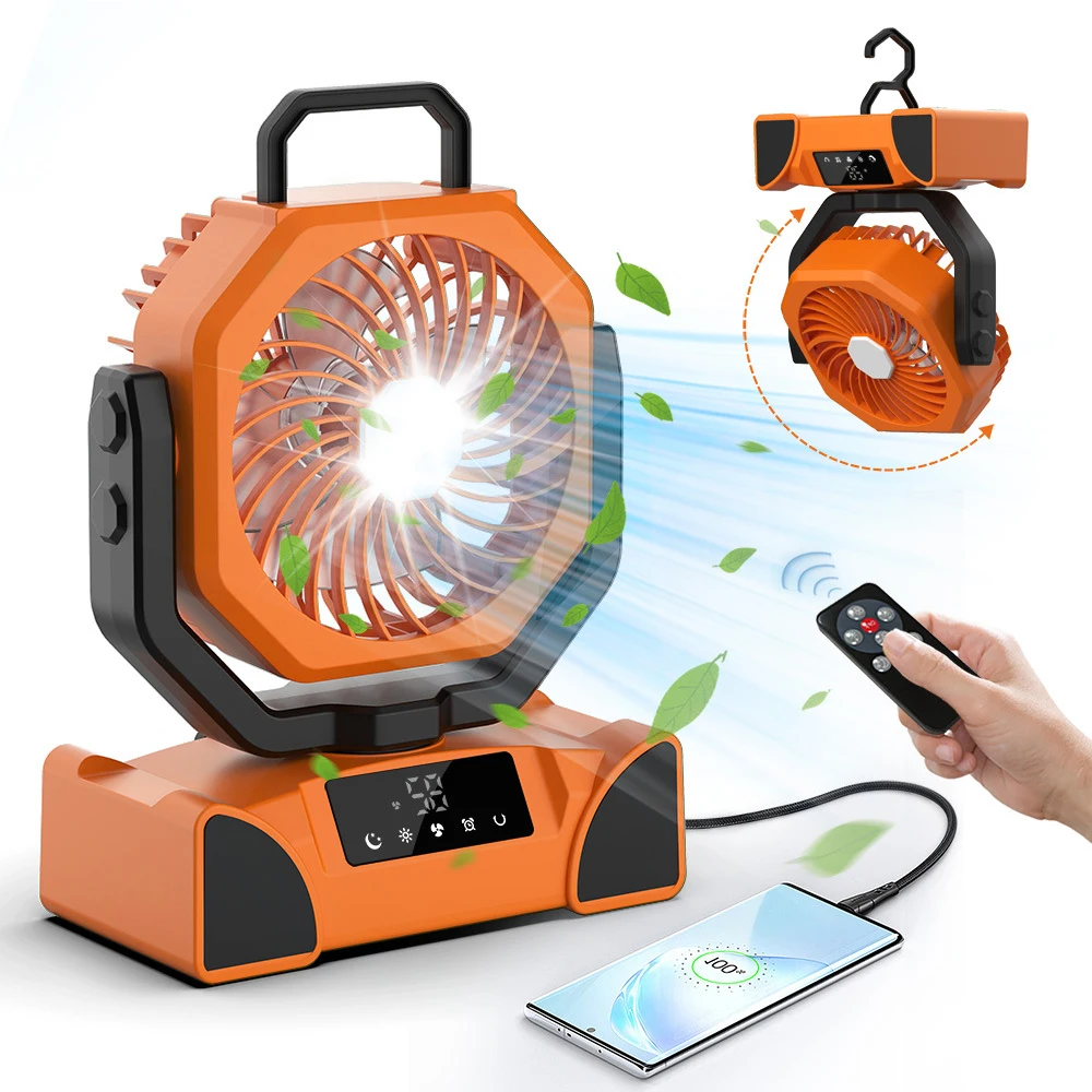 20000mAh Camping Fan Rechargeable Table fan Portable Outdoor Fan Wireless Camping Tent Ceiling Fan with Light and Remote Control
20000mAh Camping Fan Rechargeable Table fan Portable Outdoor Fan Wireless Camping Tent Ceiling Fan with Light and Remote Control