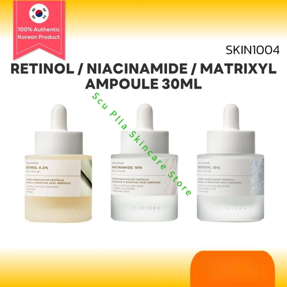 Korean Skin1004 Madagascar Centella Retinol 0.2 Niacinamide 10 Matrixyl 10 Boosting Shot Ampoule 30ml
Korean Skin1004 Madagascar Centella Retinol 0.2 Niacinamide 10 Matrixyl 10 Boosting Shot Ampoule 30ml